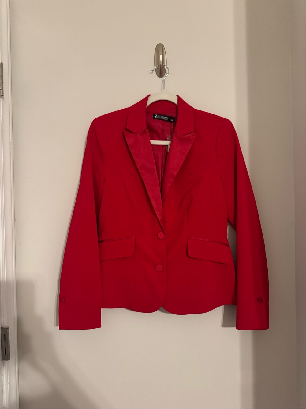 NWT 7th Avenue Design Studio NY&Co Red One-Button Lined Notch Blazer 4
